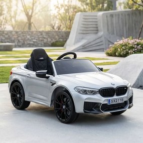 Carro elétrico para crianças até aos 5 anos BMW M5, 24V, Pneus Borracha, Bateria lítio, Controle remoto cinzento