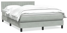 vidaXL Cama com molas/colchão 140x220 cm veludo cinzento-claro