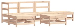 6 pcs conjunto lounge jardim c/ almofadões madeira maciça