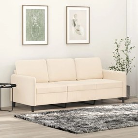 vidaXL Sofá de 3 lugares 180 cm veludo cor creme