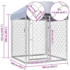 Canil de exterior com telhado 100x100x125 cm