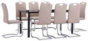 9 pcs conjunto de jantar couro artificial cappuccino
