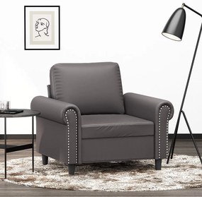 Poltrona 60 cm couro artificial cinzento