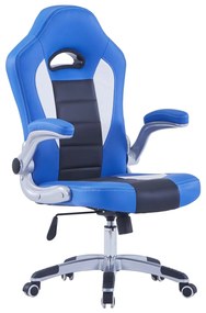 vidaXL Cadeira de gaming couro artificial azul