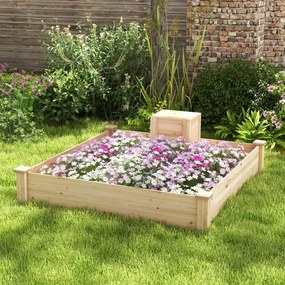 Floreira de jardim elevada com recipiente para composto e kit de plantador de madeira com fundo aberto para flores e plantas 24 x 124 x 25,5 cm Natura