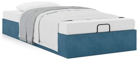 Ottoman Bed Frame No Colchão Azul Escuro 90x200 cm Veludo