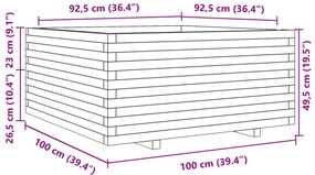 Vaso/floreira de jardim 100x100x49,5 cm pinho maciço branco