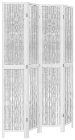 Biombo com 4 painéis madeira de paulownia maciça branco