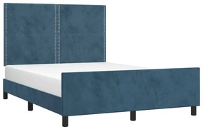 Estrutura de cama sem colchão 140x200 cm veludo azul-escuro