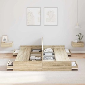 Estrado de cama com arrumação Carvalho sonoma 140 x 190 cm
