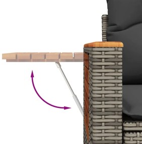 10 pcs conjunto sofás de jardim c/ almofadões vime PE cinzento