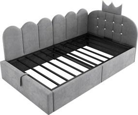 Cama de dia estofada 90x190 cm, Cinzento | AOSOM Portugal