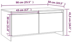 Mesa de centro 90x50x41,5 cm derivados madeira cinzento sonoma