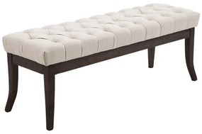 Banco Ramses em tecido com estrutura em antigo escuro 46 x 120 x 38 cm Creme