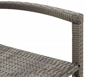 3 pcs conjunto de bar p/ jardim acácia maciça/vime PE cinzento