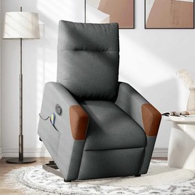 Poltrona elevatória de massagens tecido cinzento-escuro