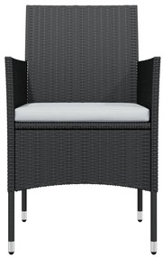 7 pcs conjunto de jantar para jardim com almofadões preto
