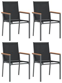 5 pcs conjunto de jantar para jardim textilene e aço preto