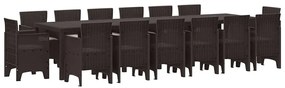 Conjunto de Jantar de Jardim 15 pcs Castanho Para 14 Pessoas