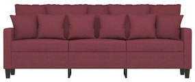 Sofá de 3 lugares tecido 180 cm vermelho tinto