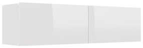 Móvel de TV 120x30x30 cm contraplacado branco brilhante