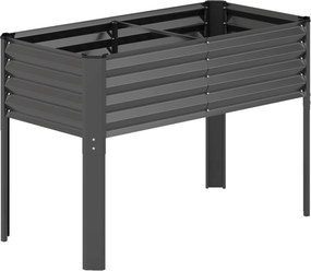 Floreira elevada de jardim 118 x 60 x 77,5 cm com Estrutura em metal galvanizado, pés elevados, sistema de drenagem e base alta para terraço ou pátio