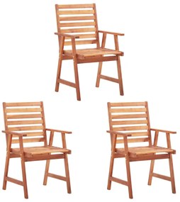 Cadeiras jantar p/ jardim 3 pcs madeira acácia maciça
