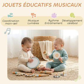 Instrumentos musicais para crianças, brinquedos musicais de madeira inspiradores, com pandeiro e maracas, para crianças a partir dos 3 anos