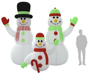 Família bonecos de neve insuflável com luzes LED 360 cm