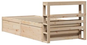 Estrutura de cama com cabeceira 75x190 cm pinho maciço