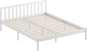 HOMCOM Estrutura de cama em madeira maciça 160x200cm cama individual com cabeceira e estrado de ripas resistente para crianças e adultos | Aosom Portugal