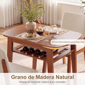 Conjunto de 1 Mesa e 2 Cadeiras de Jantar, 80 x 53 x 74 cm, Prateleira de Ripas, Castanho