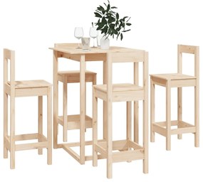 5 pcs conjunto de bar pinho maciço