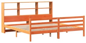 Cama sem colchão 200x200 cm madeira maciça castanho-mel