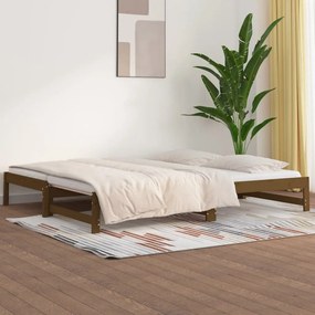 Estrutura sofá-cama de puxar 2x(90x200) cm pinho castanho-mel