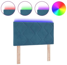 Cabeceira LED com design de blocos de diamante azul escuro, 80 cm