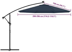 Tecido de substituição p/ guarda-sol cantilever 300 cm azul