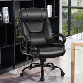 Cadeira de escritório giratória 360° com braços acolchoados para escritório preto 74 x 69 x 117-127 cm