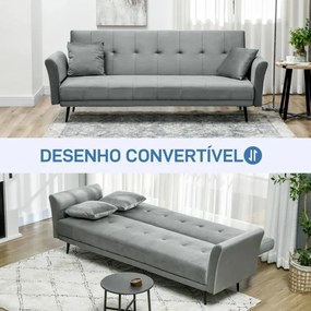 Sofá Cama Convertível Sofá Cama de 3 Lugares com Encosto Ajustável de