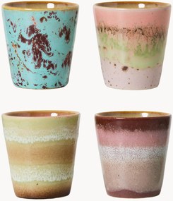 Canecas de expresso artesanais com vidrado reativo 70's, conjunto de 4
