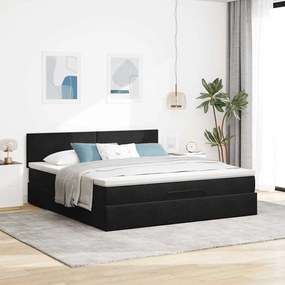Estrutura de cama otomana com colchão 180x200 cm veludo preto