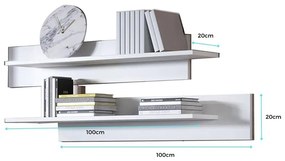 Conjunto de 2 Prateleiras Eliot – 100x20 cm – Branco Mate