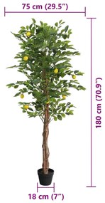 Limoeiro artificial com 3 troncos 180 cm PP verde