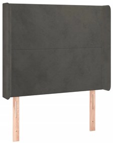 Cabeceira de cama c/ LED veludo 103x16x118/128 cm cinza-escuro