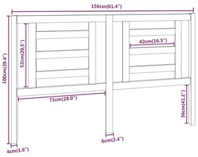 Cabeceira de cama 156x4x100 cm pinho maciço castanho mel