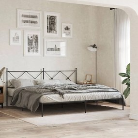 Estrutura de cama com cabeceira 200x200 cm metal preto