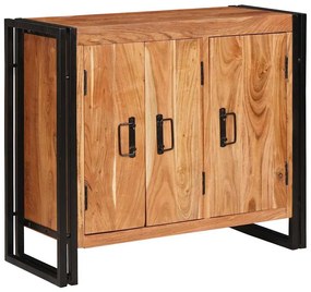 vidaXL Buffet com portas Castanho Madeira de acácia maciça e metal