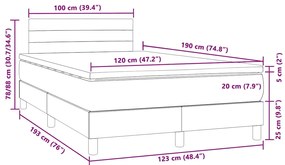Cama box spring c/ colchão e LED 120x190 cm couro artif. preto