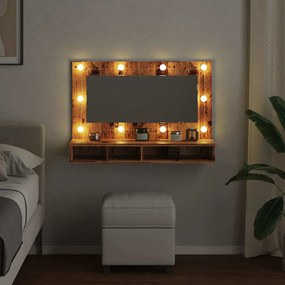 Toucador de Parede com Luzes LED - 90x31,5x62 cm -  madeira velha