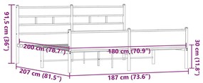 Estrutura cama sem colchão 180x200 cm metal carvalho castanho